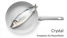  Presentation with frying - PPT theme with phosphorus - frying pan with raw fish background and a white colored foreground