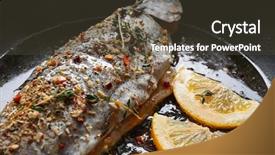  Presentation with trout fish file - Slide deck with phosphorus - frying pan with tasty trout background and a  colored foreground