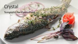  Presentation with fish - Cool new PPT layouts with phosphorus - plate with tasty fried fish backdrop and a  colored foreground