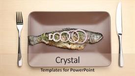 Presentation with fish netting pollution - Slide deck enhanced with phosphorus - plate with tasty fried fish background and a  colored foreground