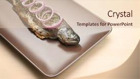  Presentation with aquaculture fish farming - Beautiful theme featuring phosphorus - plate with tasty fried fish backdrop and a  colored foreground