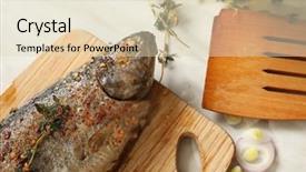  Presentation with trout fish file - Theme having phosphorus - tasty fried trout fish background and a  colored foreground