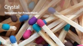  Presentation with phosphorus - PPT theme featuring phosphorus - wooden matches of different colors background and a coral colored foreground