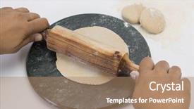  Presentation with dough - Presentation theme with phot - person's hands rolling dough background and a  colored foreground