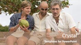  Presentation with title - Theme consisting of phot - title group of friends background and a  colored foreground