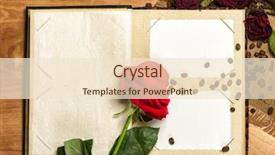  Presentation with photo album - PPT theme featuring photo album and red roses background and a lemonade colored foreground