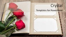  Presentation with photo album - PPT layouts having photo album and roses background and a soft green colored foreground