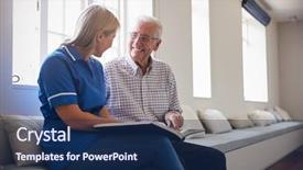  Presentation with nurse care - PPT theme having photo album with care background and a navy blue colored foreground