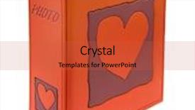  Presentation with photo album cover - Presentation theme with photo album with heart on cover isolated on white background and a red colored foreground