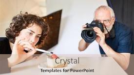  Presentation with food preparation - PPT layouts having photo-assistant-in-food-styling background and a soft green colored foreground