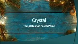  Presentation with blue aged wood sign - Cool new PPT theme with year's garland around perimeter backdrop and a ocean colored foreground