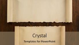  Presentation with scroll - Cool new PPT theme with photo book - parchment scroll on wooden background backdrop and a coral colored foreground