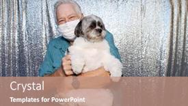  Presentation with sequin - Colorful presentation design enhanced with photo-booth-a-caucasian-man backdrop and a coral colored foreground