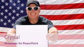  Presentation with blank - Presentation enhanced with photo-booth-a-man-holds and a sky blue colored foreground