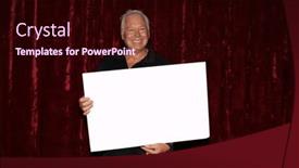  Presentation with blank - PPT theme consisting of photo-booth-a-man-holds background and a wine colored foreground