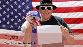  Presentation with dog - Theme with photo-booth-a-man-holds and a coral colored foreground