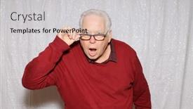  Presentation with sequin - Slide deck having photo-booth-a-man-smiles background and a light gray colored foreground