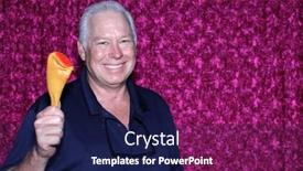  Presentation with chicken - Slide set consisting of photo-booth-chicken-leg and a navy blue colored foreground