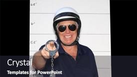  Presentation with police - PPT layouts consisting of photo-booth-motorcycle-police-officer background and a dark gray colored foreground