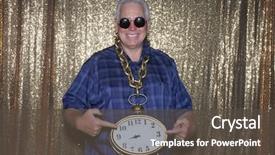  Presentation with party time - Presentation design featuring photo booth with a gold background and a dark gray colored foreground