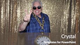  Presentation with party time - Slide set enhanced with photo booth with a gold background and a dark gray colored foreground