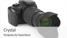  Presentation with white cctv camera on modern - Colorful PPT theme enhanced with photo camera and blind isolated backdrop and a white colored foreground