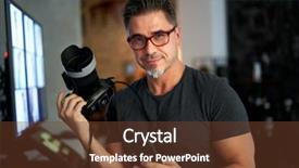  Presentation with old photographs black and white - Audience pleasing slides consisting of photo camera and smart phone backdrop and a tawny brown colored foreground