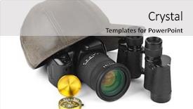  Presentation with compass - Cool new presentation with photo camera compass binoculars backdrop and a light gray colored foreground