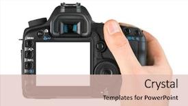  Presentation with white cctv camera on modern - Colorful PPT layouts enhanced with photo camera in hand isolated backdrop and a lemonade colored foreground