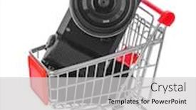  Presentation with camera - Slide deck featuring photo-camera-in-shopping-cart background and a light gray colored foreground