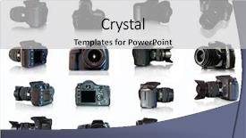  Presentation with white cctv camera on modern - Audience pleasing presentation consisting of photo camera isolated on white backdrop and a  colored foreground