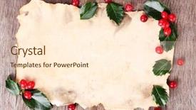  Presentation with holly - Presentation design having photo card - empty paper with european holly background and a  colored foreground