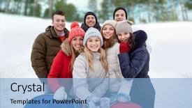  Presentation with people mobile technology - Colorful theme enhanced with photo christmas - winter leisure friendship technology backdrop and a light blue colored foreground