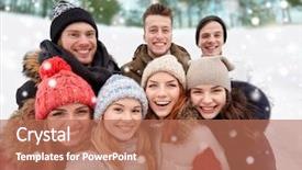  Presentation with friendship - Presentation theme enhanced with photo christmas - winter technology friendship and people background and a coral colored foreground
