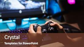 Presentation with video game - Theme featuring photo closeup of asian gamer background and a tawny brown colored foreground
