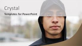  Presentation with stadium - Theme consisting of photo-closeup-of-athletic-caucasian background and a light gray colored foreground