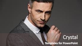  Presentation with director - Audience pleasing PPT theme consisting of photo closeup of executive director backdrop and a dark gray colored foreground