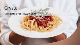  Presentation with pasta restaurant - Cool new PPT theme with chiefs - photo closeup of male chief backdrop and a sky blue colored foreground