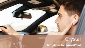  Presentation with photo - Beautiful slide deck featuring photo-closeup-of-serious-young backdrop and a coral colored foreground