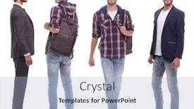  Presentation with photo collage - Beautiful slides featuring photo collage of a modern young man backdrop and a light blue colored foreground