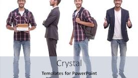  Presentation with photo collage - Audience pleasing slides consisting of photo collage of a modern young man backdrop and a light blue colored foreground