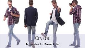  Presentation with photo collage - Beautiful slides featuring photo collage of a modern young man backdrop and a light blue colored foreground