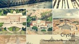  Presentation with photo collage - Slide deck having photo collage of different views of vatican background and a soft green colored foreground