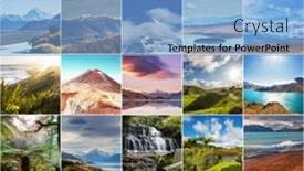  Presentation with photo collage - Colorful PPT theme enhanced with photo-collage-of-new-zealand backdrop and a light blue colored foreground