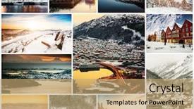  Presentation with photo collage - Slide deck having photo collage of winter and attractions in bergen norway background and a coral colored foreground