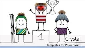  Presentation with champion - Presentation with photo contest - cartoon ski champion boy background and a white colored foreground