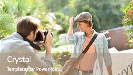  Presentation with my role model - Audience pleasing slide set consisting of photo contest - photographer taking picture of trendy backdrop and a coral colored foreground