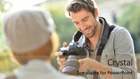 Presentation with utility model - Cool new slide set with photo contest - photographer taking picture of trendy backdrop and a coral colored foreground
