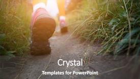  Presentation with path - Beautiful presentation design featuring photo contest - sporty woman walking along path backdrop and a gray colored foreground