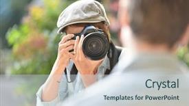  Presentation with lactation young woman breastfeeding - Presentation design enhanced with photo contest - young woman photographer doing background and a sky blue colored foreground